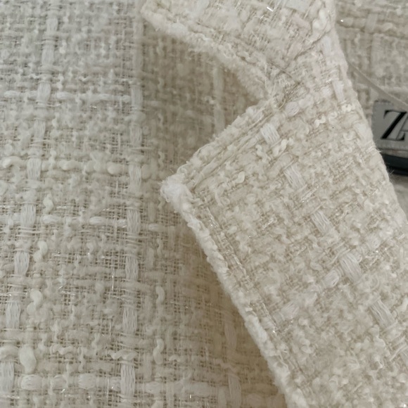 NWT Zara Off‑White Tweed Jacket M – Gold Button Blazer Elegant‎ Chic - Picture 5 of 7